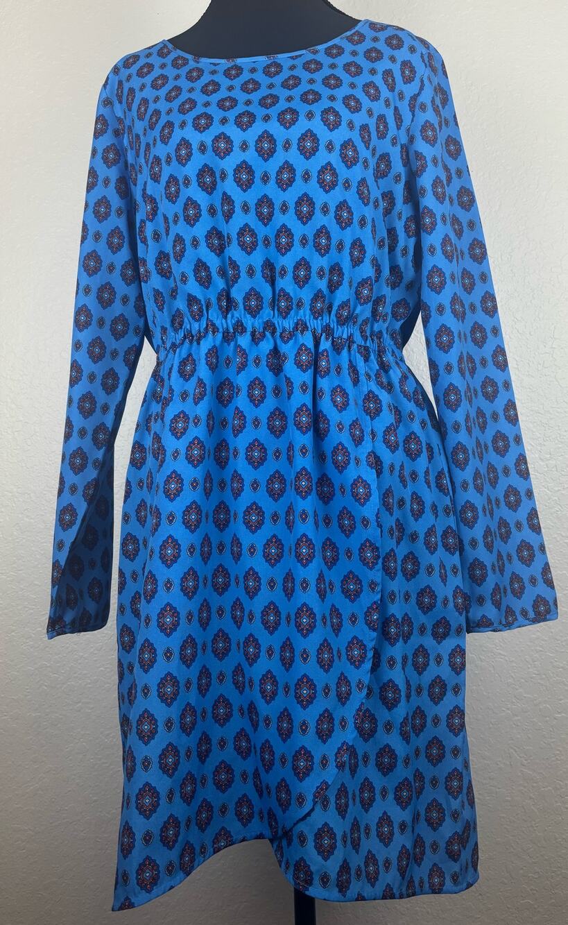 J.Crew Blue Medallion Faux Wrap Dress Size 6